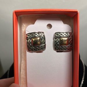 Retired James Avery Omega French Clips Post Earrings 14k Gold & Sterling Silver